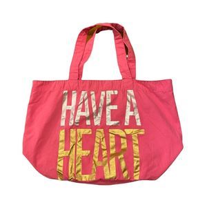 Victoria's Secret PINK Canvas Tote Bag Have a Heart